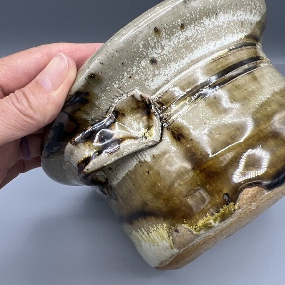 Vtg Studio Art Pottery Lidded 1Qt Casserole w/ Handles Crock Earthy Hygge - Picture 16 of 16